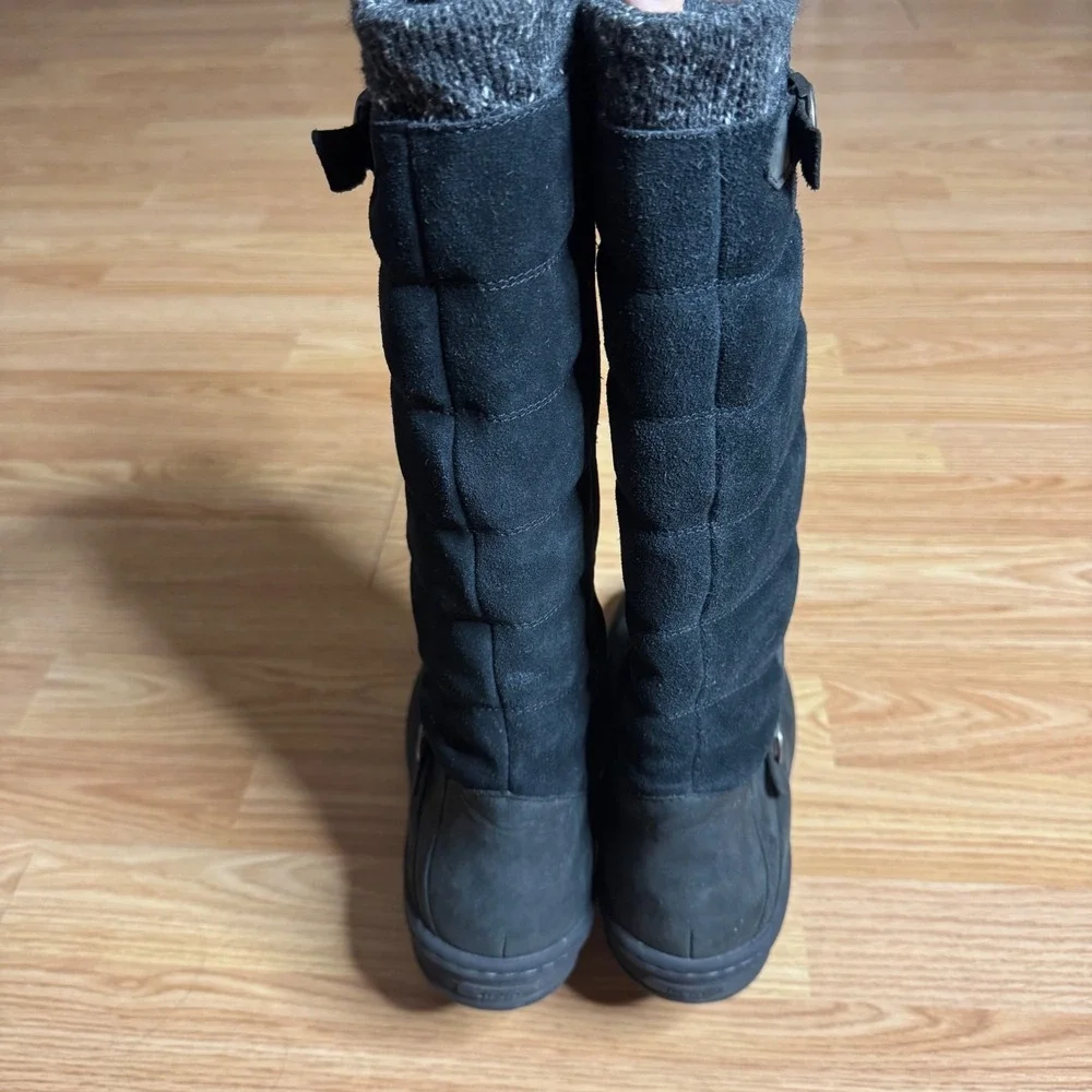 Teva Womens De La Vina Quilted Tall Waterproof Leather Boots Black Size 11